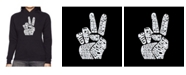 LA Pop Art Women's Word Art Hooded Sweatshirt -Peace Fingers